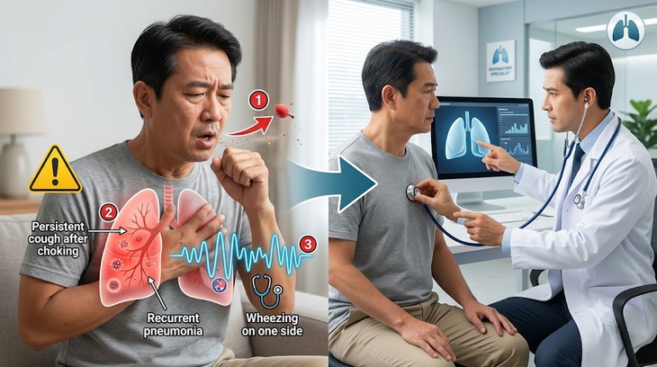 Ho kéo dài sau khi bị sặc cần được bác sĩ đánh giá để loại trừ dị vật đường thở