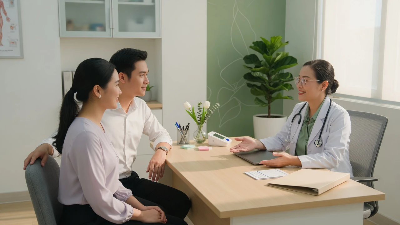Cặp đôi tư vấn khám sức khỏe tiền hôn nhân với bác sĩ