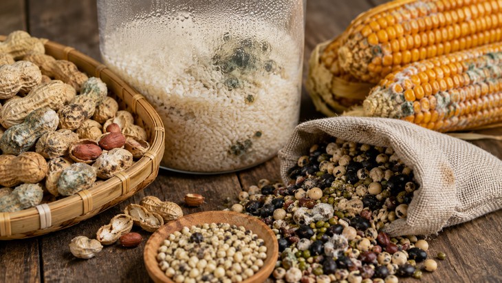 Lạc, gạo, ngô và hạt khô bảo quản trong môi trường ẩm dễ phát sinh nấm mốc, không nên tiếc mà dùng tiếp