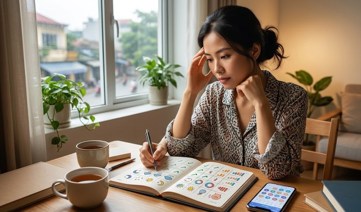 Ghi lại ngày chu kỳ kinh, thời tiết, giấc ngủ và đặc điểm cơn đau giúp nhận diện quy luật migraine
