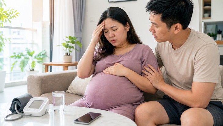 Nắng 40°C và hiện tượng phù chân ở thai phụ: Khi nào cần khám ngay? 2 - Phù mặt, phù tay, đau đầu, đau vùng thượng vị hoặc thai máy giảm là dấu hiệu cần đi khám sớm