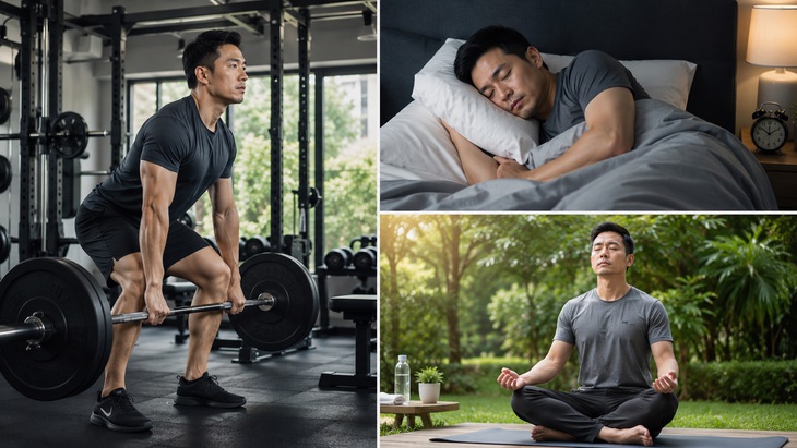 Mãn dục nam trẻ hóa: Nguyên nhân, dấu hiệu nhận biết và giải pháp cải thiện hiệu quả 2 - Tập luyện sức mạnh, ngủ đủ giấc và kiểm soát căng thẳng giúp hỗ trợ sức khỏe nội tiết nam giới